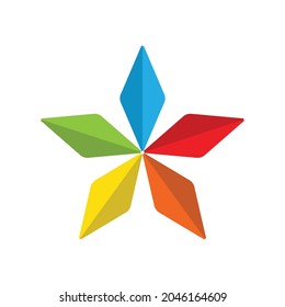 Create draw 3d colorful star symbol logo