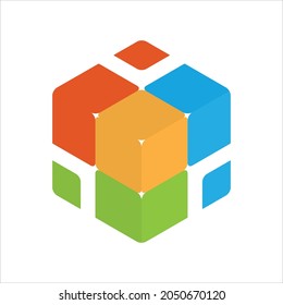 Create draw colorful cube logo