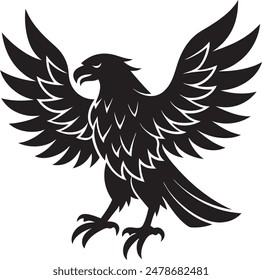 create a eagle silhouette vector style white background