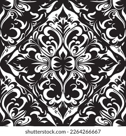 Create an elegant backdrop with classic tiled patterns in white and black, inspired by the luxurious Renaissance and Rococo styles. Use the ornamental tile designs as templates for fabric, paper