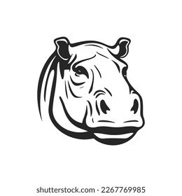 Create an elegant black and white hippo logo for your brand! Vector design.