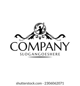 create an elegant business logo salon design with ornament lines  illustration of a beautiful woman 