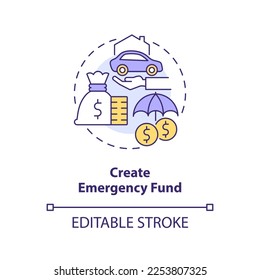 Icono de concepto de fondos de emergencia. Acceso instantáneo al dinero. Invertir la preparación abstracta idea de la ilustración de línea delgada. Dibujo de contorno aislado. Trazo editable. Fuentes Arial, Myriad Pro-Bold utilizadas
