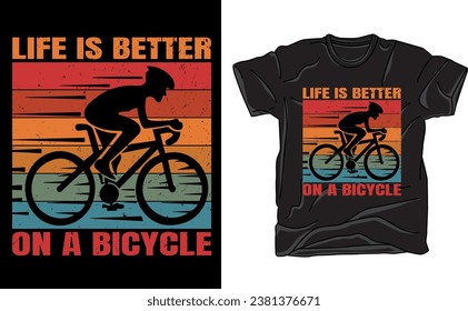 Create an energetic cycling T-shirt: Illustrate a dynamic cyclist in full motion on a winding road, backed by a scenic landscape. Caption it "Ride the Journey" for an inspiring touch