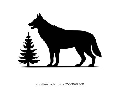 Crea una Ilustración vectorial de lobo perenne