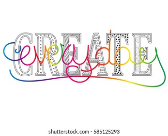 Create everyday conceptual motivational message with colorful text handwritten vector lettering