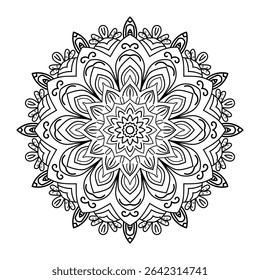 Create a flower mandala circle vector logo silhouette with a white background