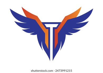 Create a flying eagle logo with a ribbon flowing from its talons, minimalist style, clean lines, and a white background