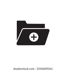 Create folder icon black and white vector sign