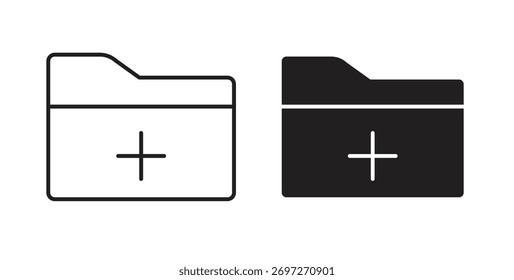 Create folder icon with editable stroke and flat vector pack