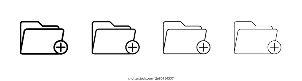 Create folder icon Flat thin line vector illustration art outline set