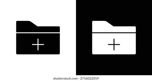 Ordnersymbol erstellen, Silhouettenpiktogramm. schwarzer Symbolsatz