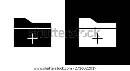 Create folder icon, silhouette pictogram. black icon set