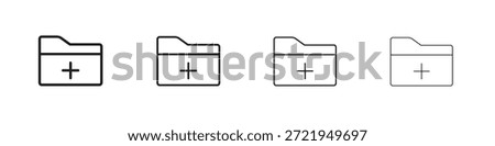 Create folder icons outline black vector design. Line with editable stroke.