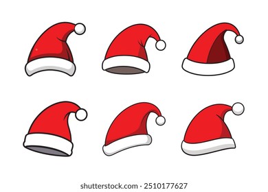 Create a full image of a cartoon Santa Claus hat clipart in white background