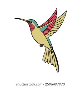 create a goldfinch hummingbird  vector style with white backgru