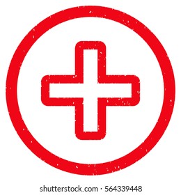 Create grainy textured icon for overlay watermark stamps. Flat symbol with dirty texture. Dotted vector red ink rubber seal stamp with grunge design on a white background.