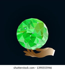 Create a green balance of the world. Element polygon design vector of the background