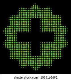 Create halftone vector icon. Illustration style is dot iconic create symbol on a black background. Halftone texture is created with circle spots.
