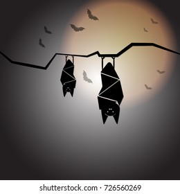 Create Halloween night with sleep bats, stock vector