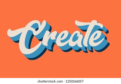 create hand written word text for typography design in orange blue white color. Can be used for a logo, branding or card