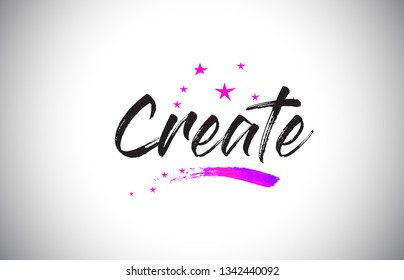 Create Handwritten Word Font with Vibrant Violet Purple Stars and Confetti Illustration.