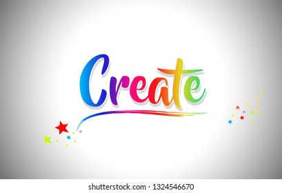 Create Handwritten Word Text with Rainbow Colors and Vibrant Swoosh Design Vector Illustration.