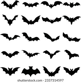 Create hauntingly spectacular designs with our "Flying Frights" collection - a set of 20 Halloween-themed bat silhouette vector graphics. 