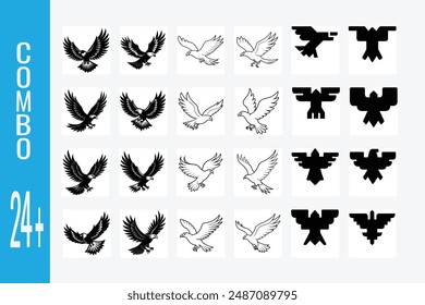 Create a highly detailed bald eagle silhouette vector with red and blue stars and stripes Simple clean patriotic design on a white background