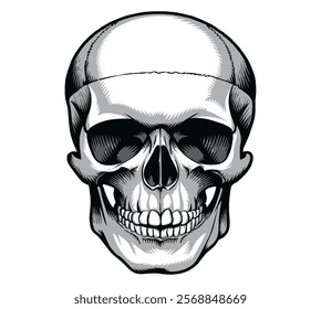 Create a Human skeleton head vector art with white background.