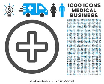 Create icon with 1000 medical business gray and blue vector pictographs. Clipart style is flat bicolor symbols, white background.