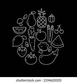 Create Icon Icon Designs, Fruit Icon Designs With Black Backgrounds, Simple Fruit Icons, Fruit Fruit Designs Suitable For Symbols And Icons