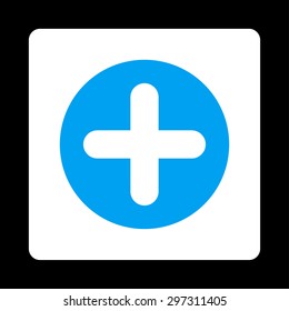Create icon from Primitive Buttons OverColor Set. This rounded square flat button is drawn with blue and white colors on a black background.