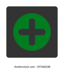 Create icon from Primitive Buttons OverColor Set. This rounded square flat button is drawn with green and gray colors on a white background.