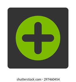 Create icon from Primitive Buttons OverColor Set. This rounded square flat button is drawn with eco green and gray colors on a white background.