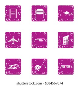 Create icons set. Grunge set of 9 create vector icons for web isolated on white background