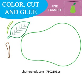 Create the image of pear (fruit).Worksheet. Color, cut and glue. Game for children. 