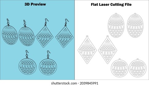 Create an individual set of acrylic and wooden jewelry specially earrings with my templates for laser cutting machines. Check out my products which are available for all material thicknesses. svg