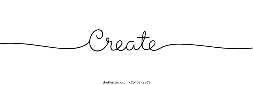 Create inscription continuous one line drawing with word. Minimalistic drawing of phrase illustration.