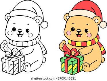 Create alegre oso de Navidad para colorear páginas Winter Wonderland divertida actividad de arte ambiente amigable para niños vistas interesantes creatividad de vacaciones para niños
