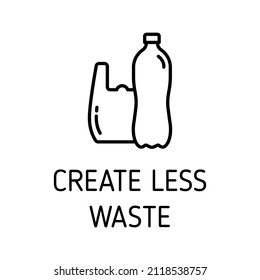 create less waste outline vector icon isolated on white background. plastic bag and bottle flat icon for web, mobile and user interface design. refuse reduce reuse recycle rot and zero waste concept