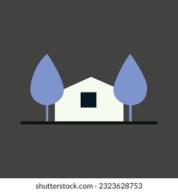 Create a of line art home and tree