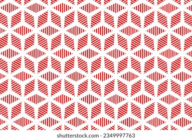 Crear líneas y organizarlas en diamantes y organizarlas en un hexágono rojo como patrón de tela Papel de escritorio o fondo para eventos