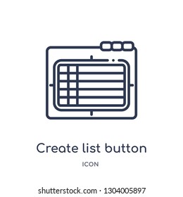 create list button icon from web outline collection. Thin line create list button icon isolated on white background.