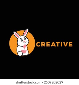 Create a logo where a rabbit resembles a fish, blending both animal shapes creatively.