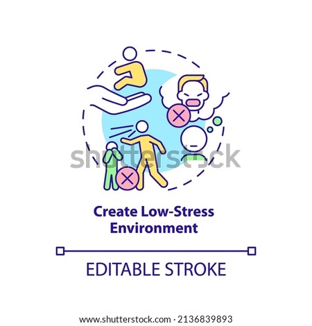 Create low stress environment concept icon. Tips for parents. Conduct disorder abstract idea thin line illustration. Isolated outline drawing. Editable stroke. Arial, Myriad Pro-Bold fonts used