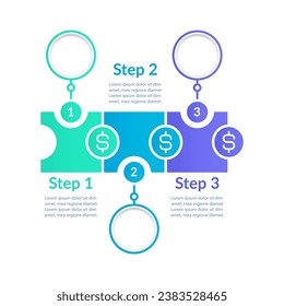 Create and maintain budget infographic chart design template. Abstract infochart with copy space. Instructional graphics with 3 step sequence. Visual data presentation. Lato, Arial fonts used