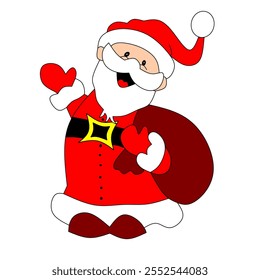 Create memorable Christmas designs with this vector of Santa Claus holding gifts! This elegant illustration features the iconic character of Santa with a clean, modern style. 