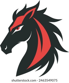 Create a minimalist Animal logo vector art illustration with an angry Horse Icon featuring a modern stylish shape with an underline, set on a solid white background. Ensure the design