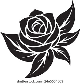 Ilustración de Arte vectorial con logotipo de flor minimalista de Create con una rosa roja con logotipo de ícono de hoja verde, con una forma moderna y elegante con un subrayado, sobre un fondo blanco sólido. Garantizar el diseño